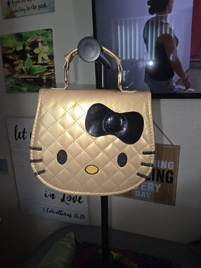 Gold Quilted Fashion Bag - Hello Kitty